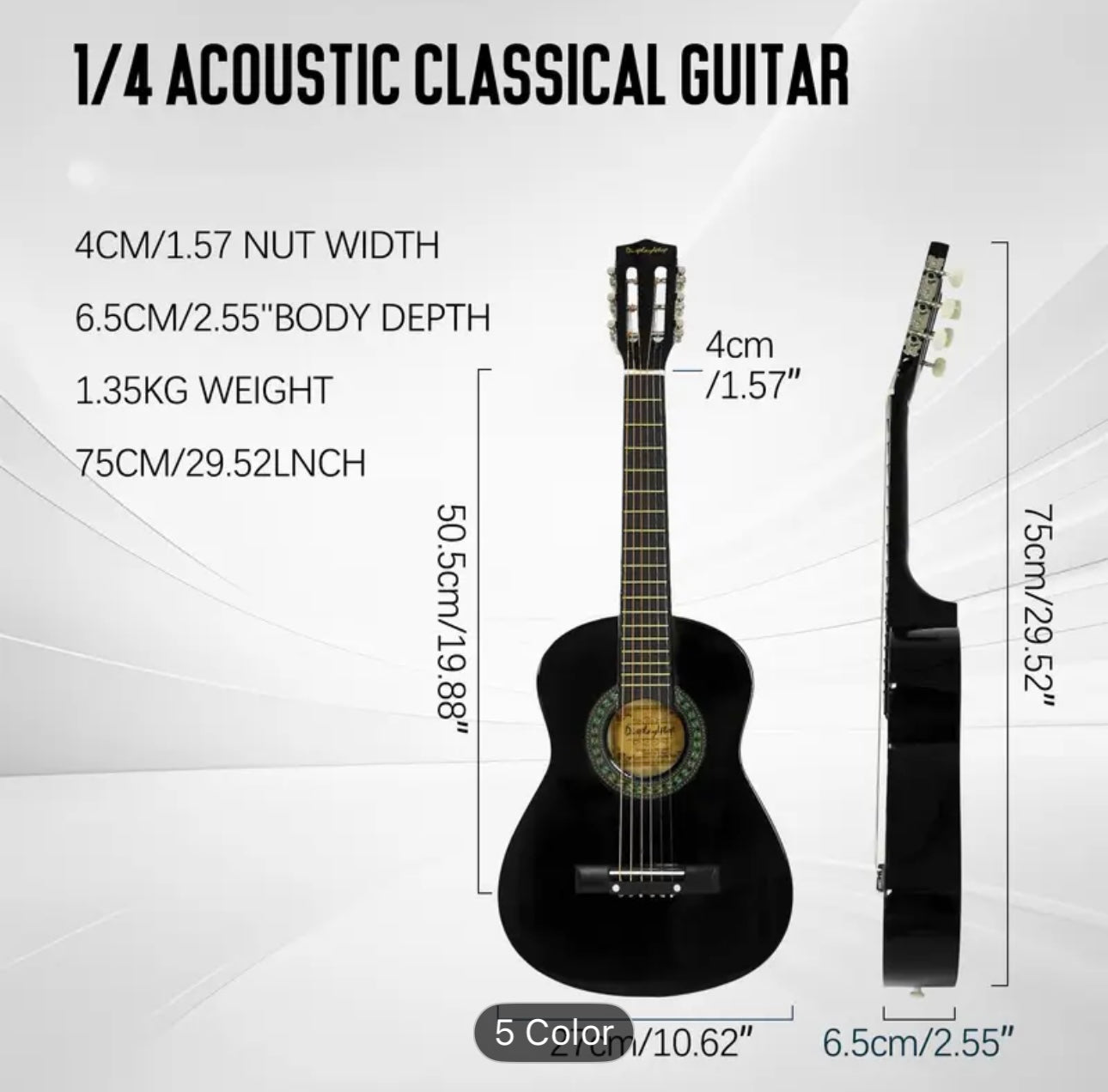 Display4top 1/4 Size Acoustic Guitar – 30” Classic Beginner Guitar for Kids, Students & Music Lovers