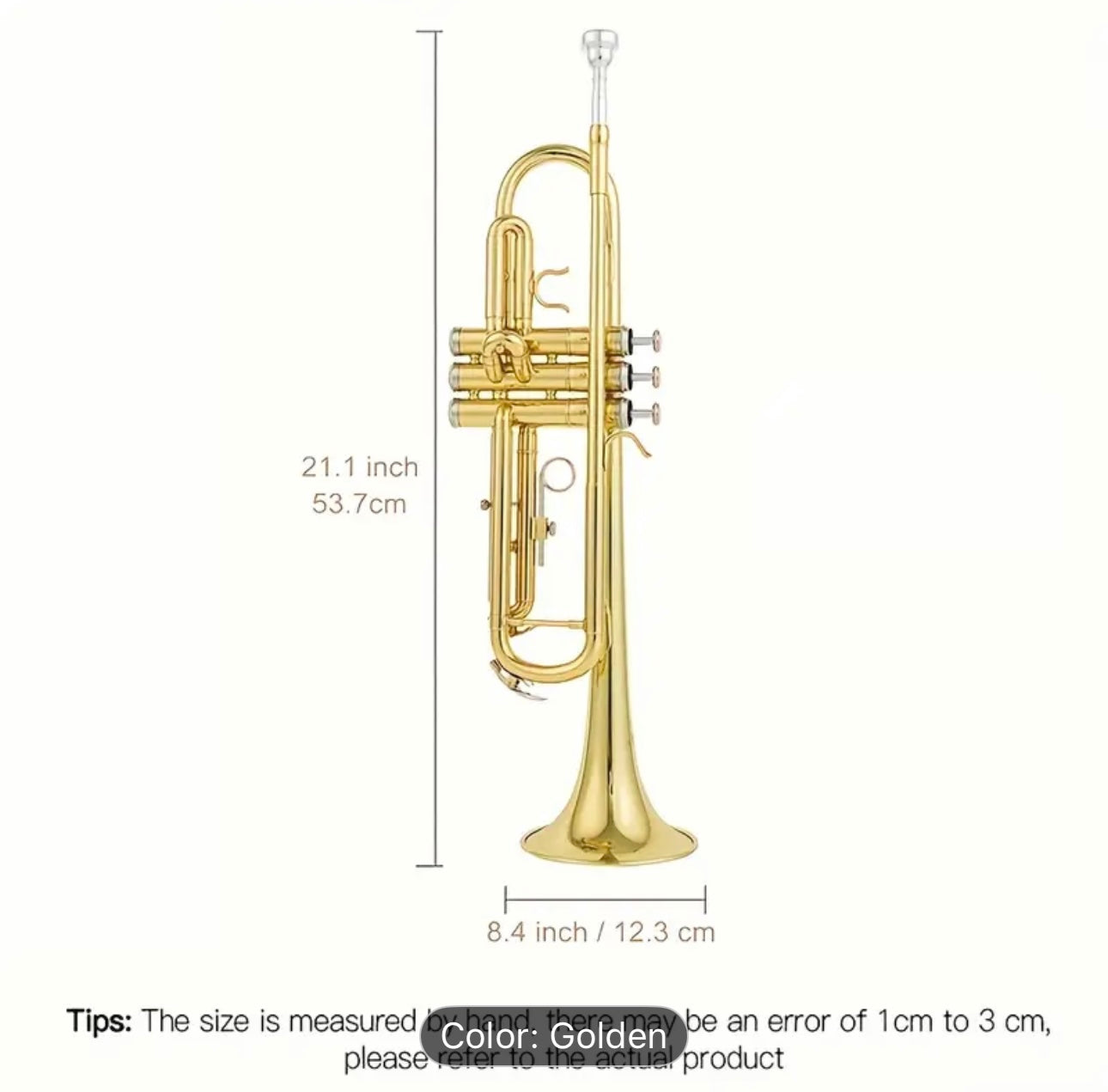 Professional Bb Trumpet – Brass Portable Trumpet with Carry Bag & Cleaning Kit