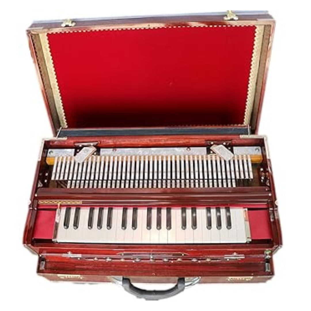 3 3/4 Octave 9 Scale Changer (with Coupler) Box Harmonium, featuring 3 sets of PREMIER STAR Reeds.