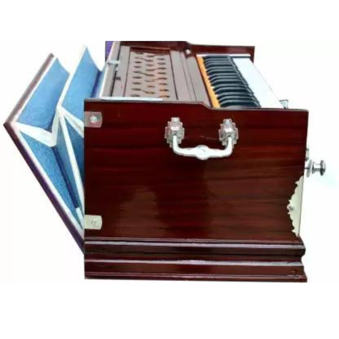 3.25 Octave Hand Pumped Harmonium, complete with a Carry Bag and featuring a Five-Fold Bellow and Bass Reed.