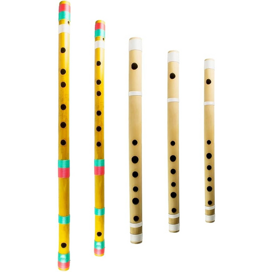 Famous Flute Bamboo Bansuri Set of 5 (A, B, C, G, F) Tunes