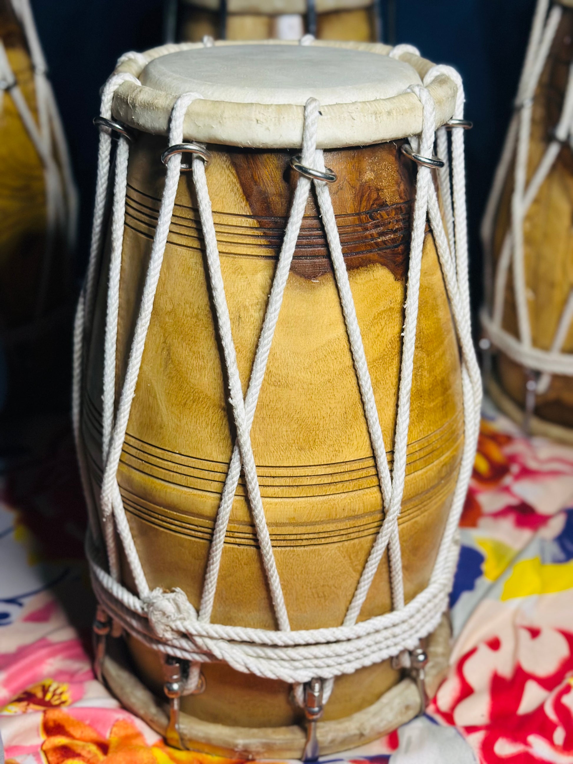 High-Quality Handmade Wooden Dholak | Natural Finish | Professional Folk Drum