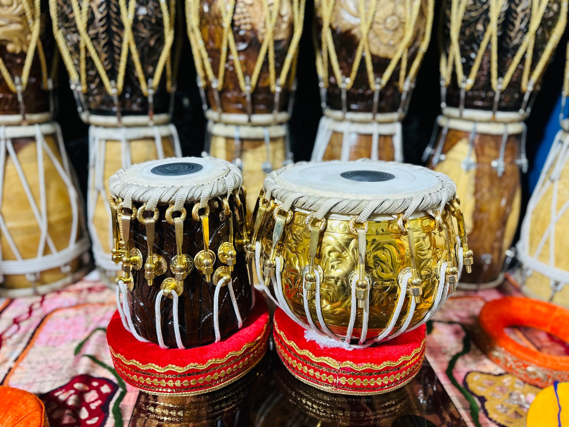 Golden 6.4kg Copper Bayan + 5.75" C#/D Red SheeshAM TABLA