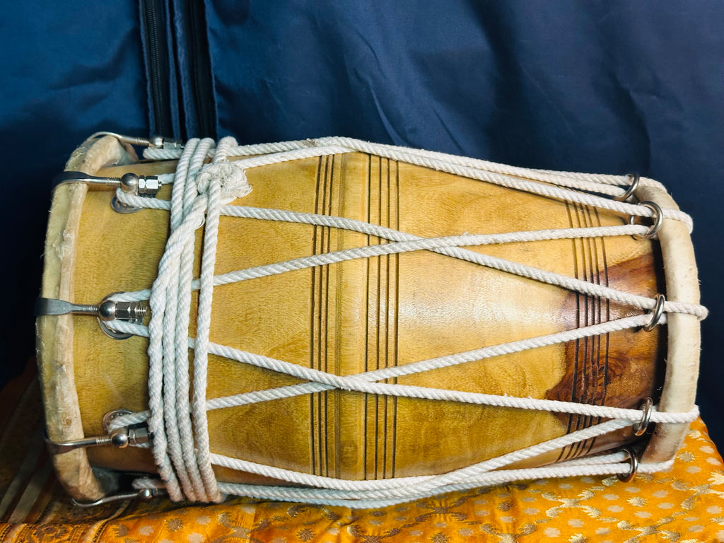 High-Quality Handmade Wooden Dholak | Natural Finish | Professional Folk Drum