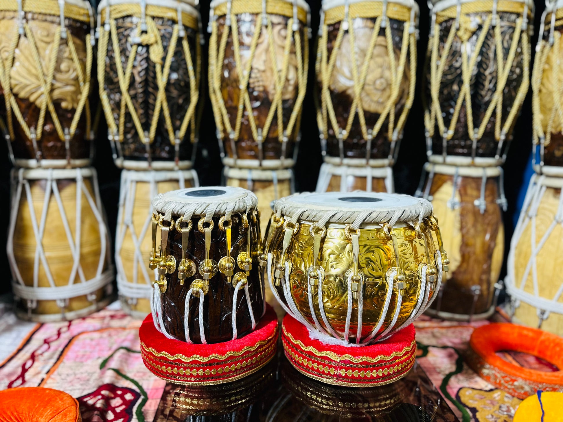 Golden 6.4kg Copper Bayan + 5.75" C#/D Red SheeshAM TABLA