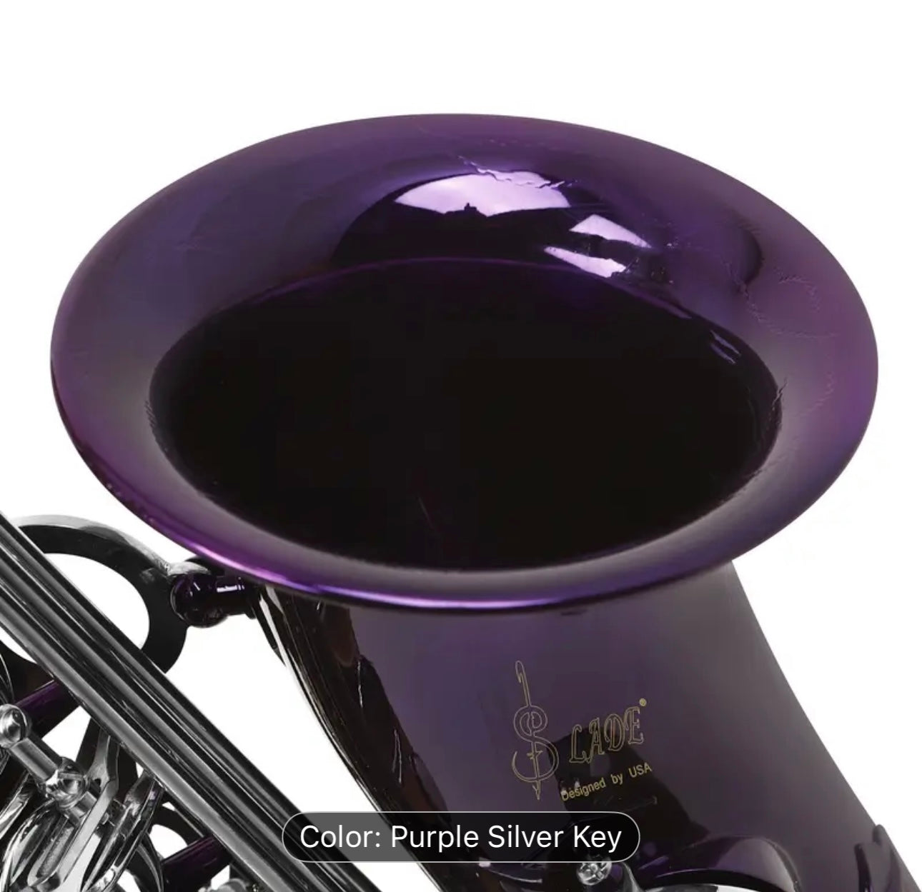 SLADE Red Middle Bass Saxophone – Purple & Golden Accents, Case & Accessories – Beginner/Professional Saxophone Set