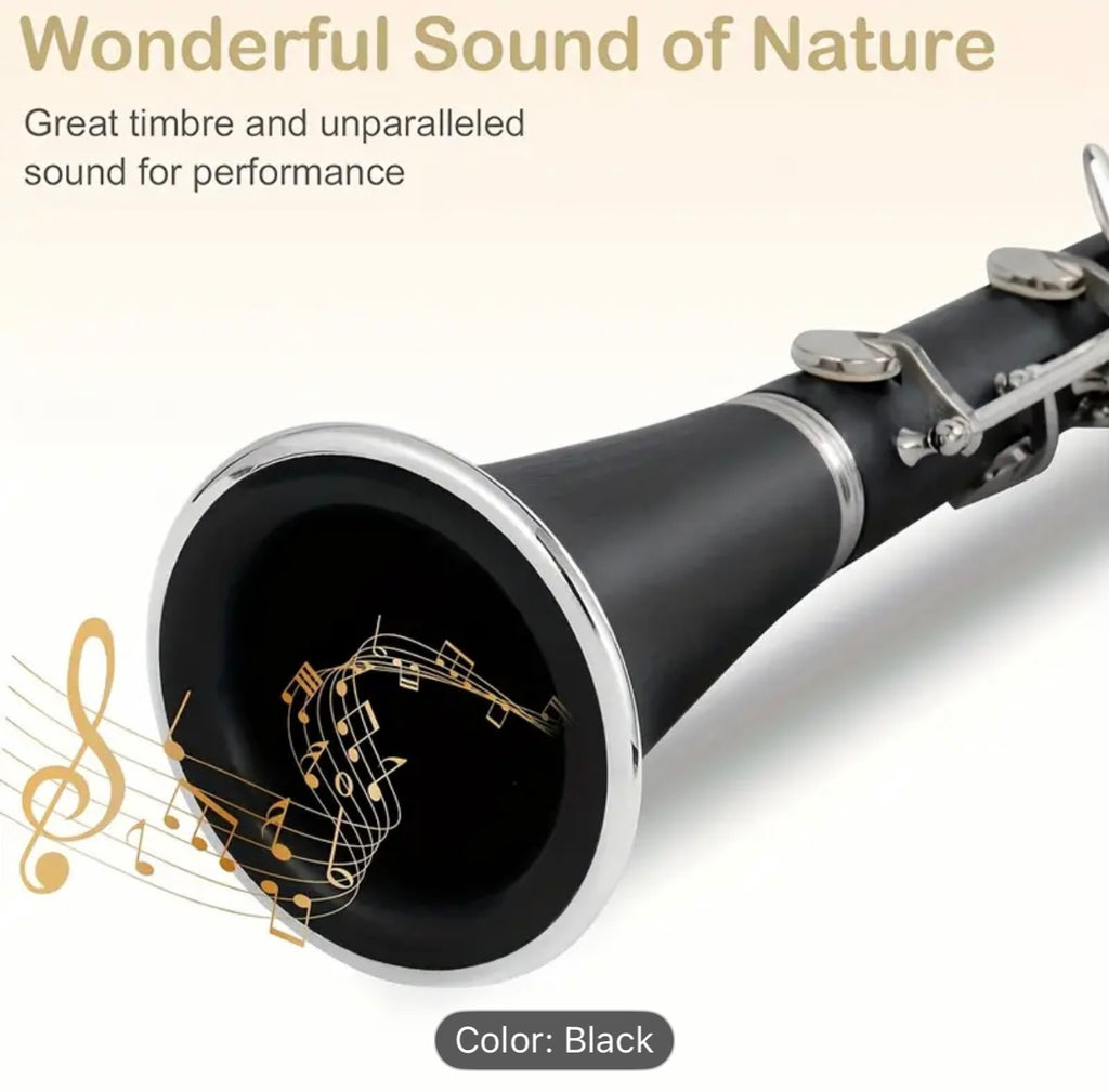 Beginner Bb Clarinet Set – 17 Keys, Bakelite Body, Nickel-Plated,