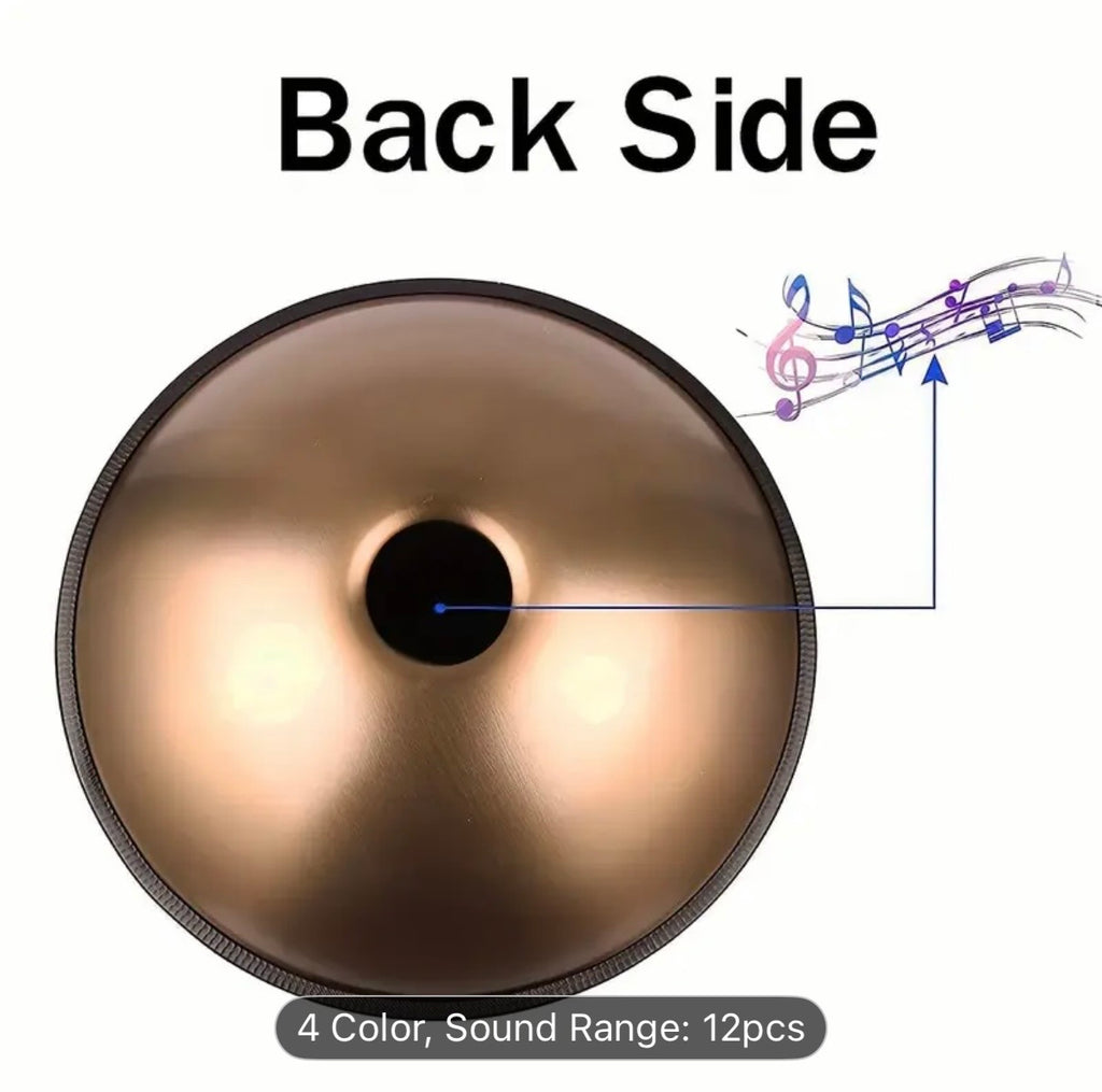 432Hz 12-Note Handpan Drum D Minor – Professional Steel Tongue Drum for Meditation, Yoga, Sound Healing, Relaxation | 22-Inch Set with Bag, Stand & Mallets