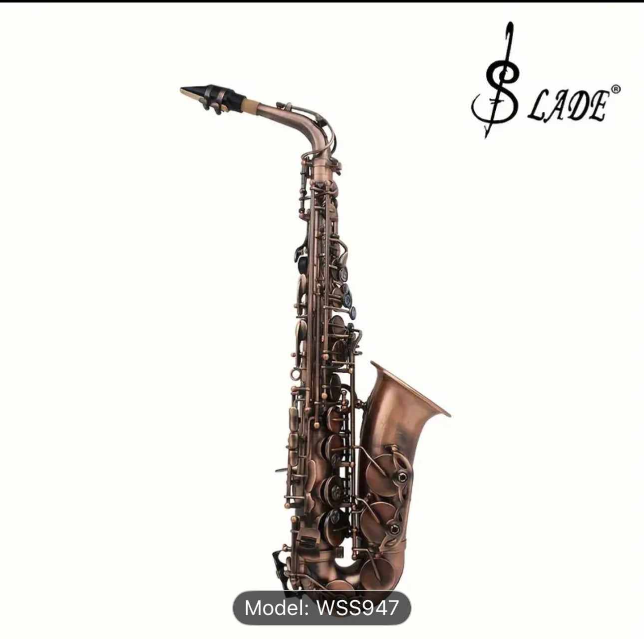 SLADE WSS947 Eb Alto Saxophone – Reddish Brown Brass, Polished Finish, Abalone Shell Keys, Case & Accessories