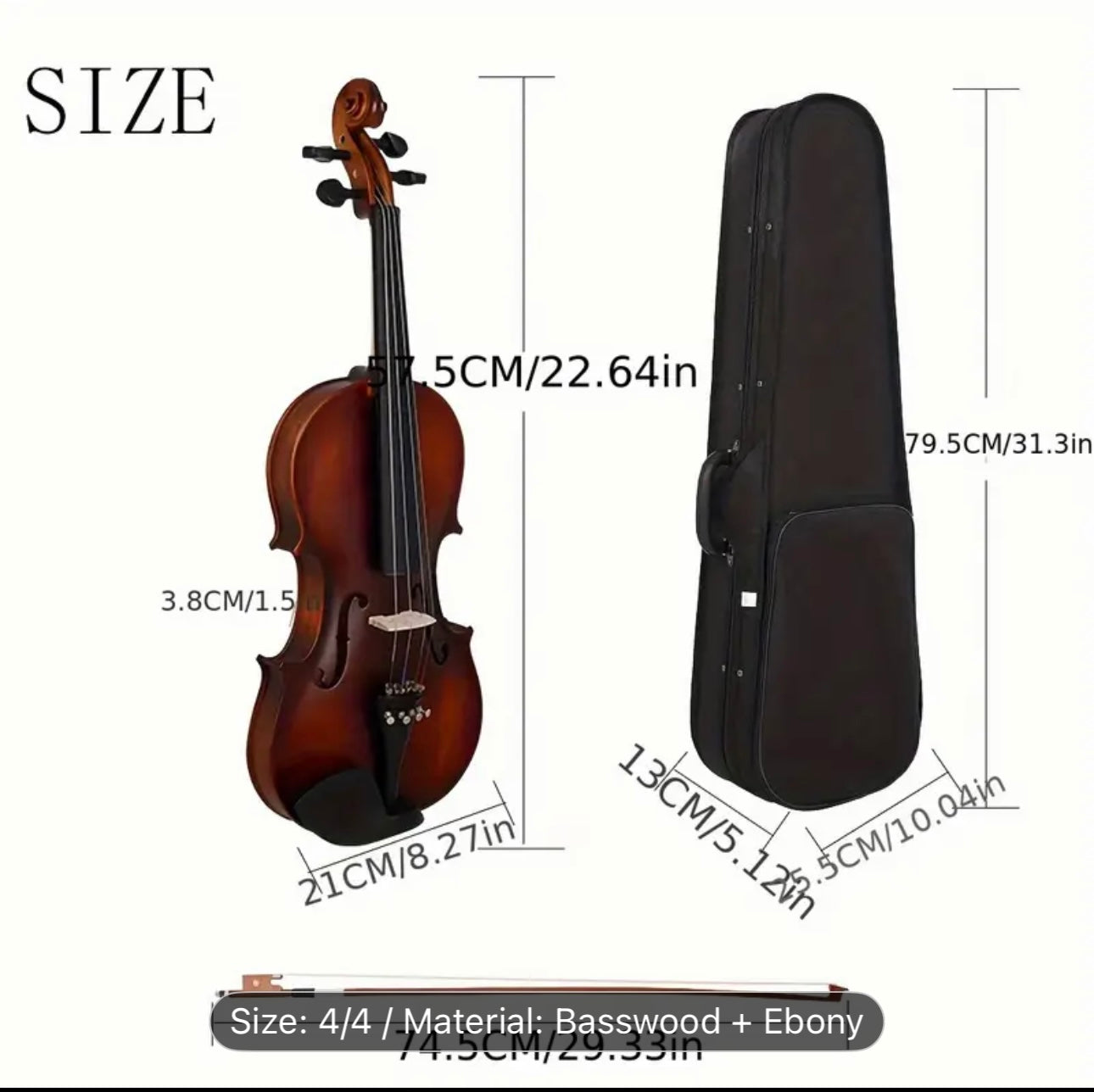 AV-590 Astonvilla Vintage Matte Violin – Reddish-Brown Finish,