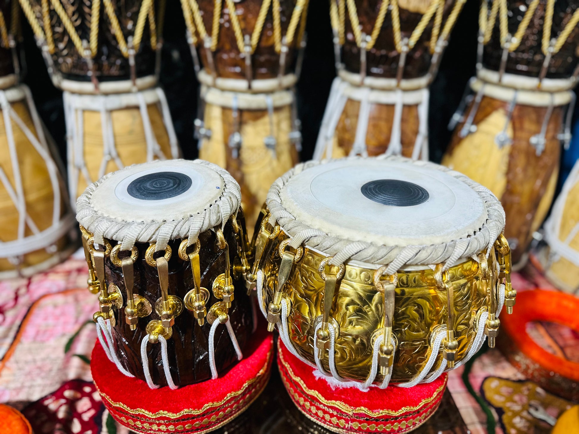 Golden 6.4kg Copper Bayan + 5.75" C#/D Red SheeshAM TABLA