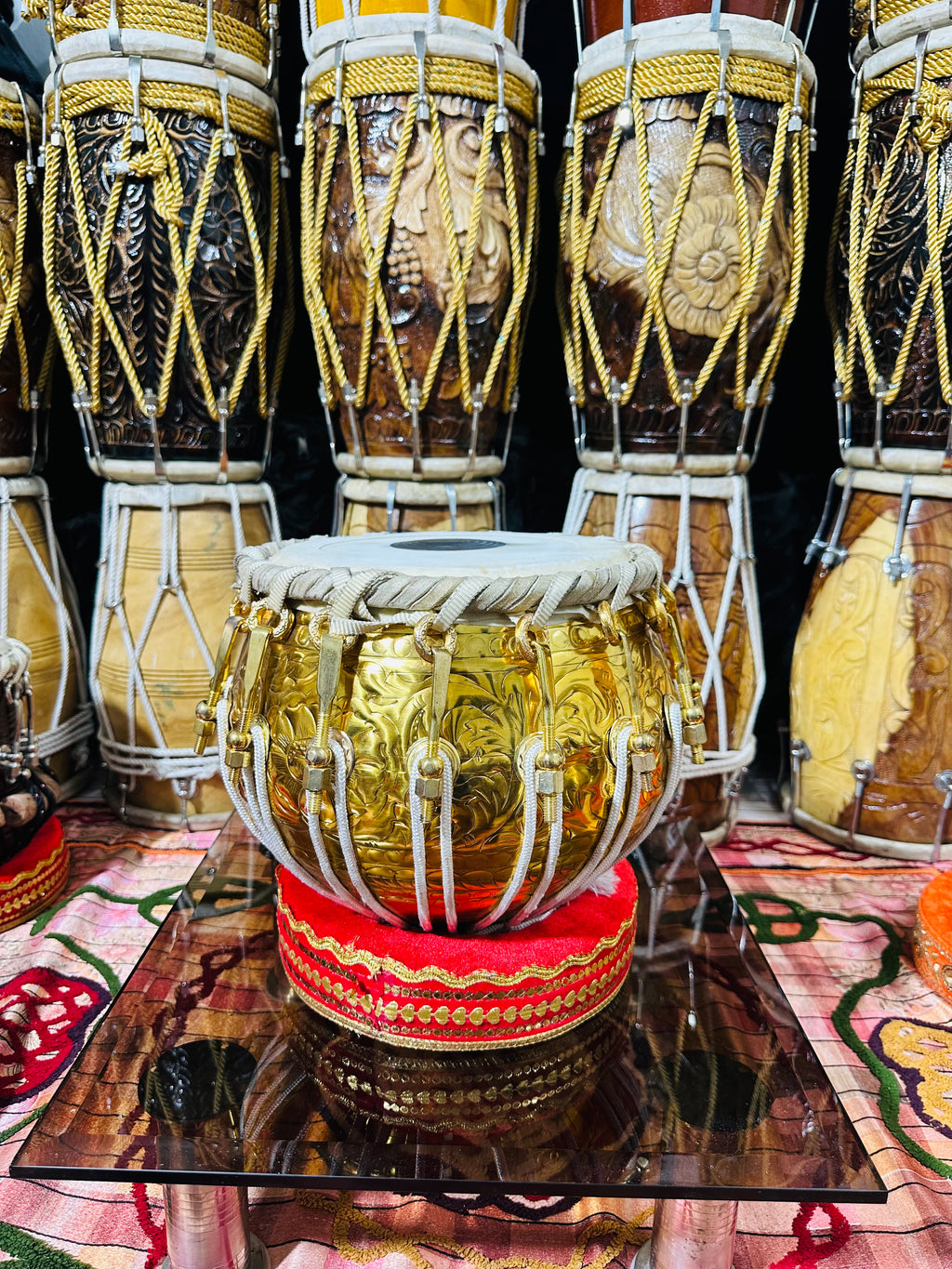 Golden 6.4kg Copper Bayan + 5.75" C#/D Red SheeshAM TABLA