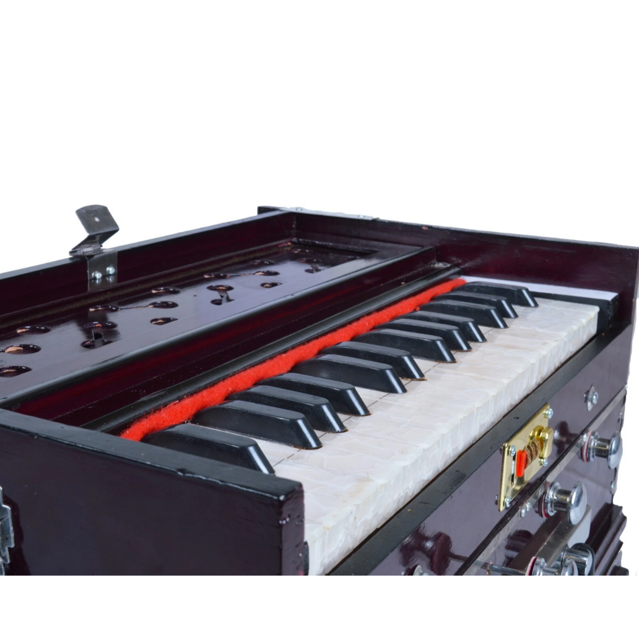 Indian Harmonium – 32 Keys, 4 Stoppers, Double Reed Kail Wood – Traditional Musical Instrument for Classical & Devotional Music