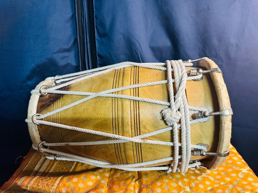 High-Quality Handmade Wooden Dholak | Natural Finish | Professional Folk Drum
