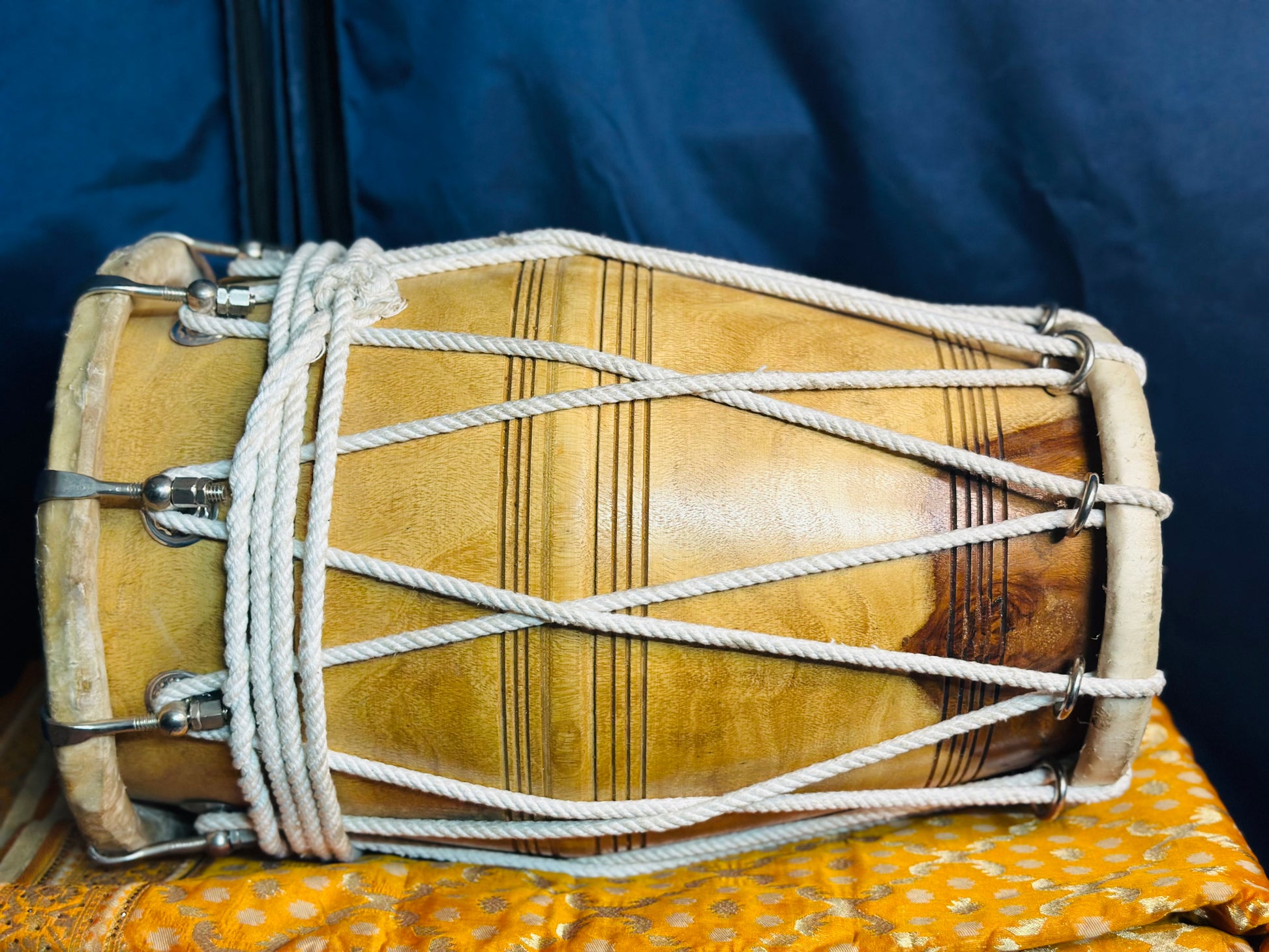 High-Quality Handmade Wooden Dholak | Natural Finish | Professional Folk Drum