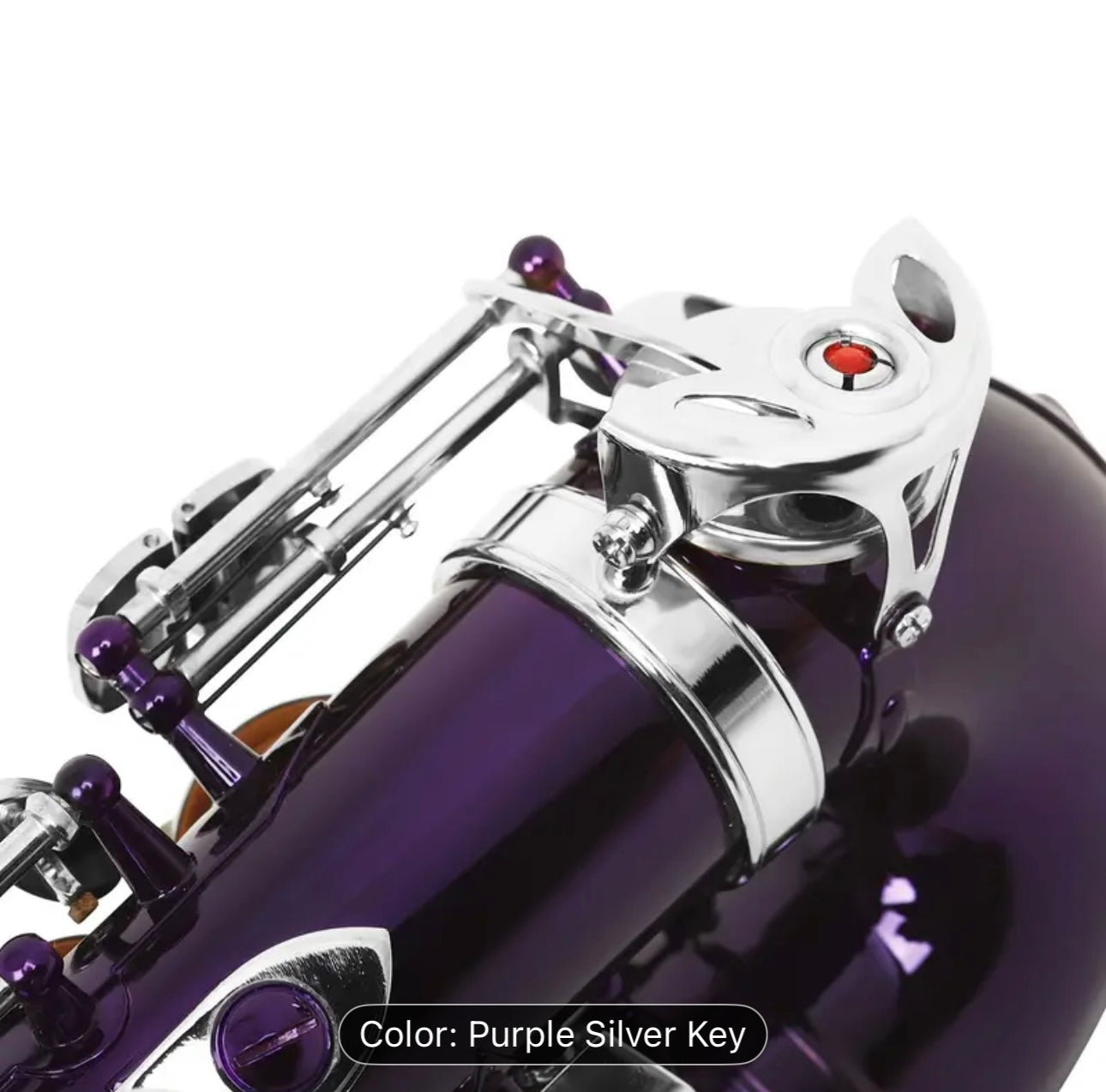 SLADE Red Middle Bass Saxophone – Purple & Golden Accents, Case & Accessories – Beginner/Professional Saxophone Set