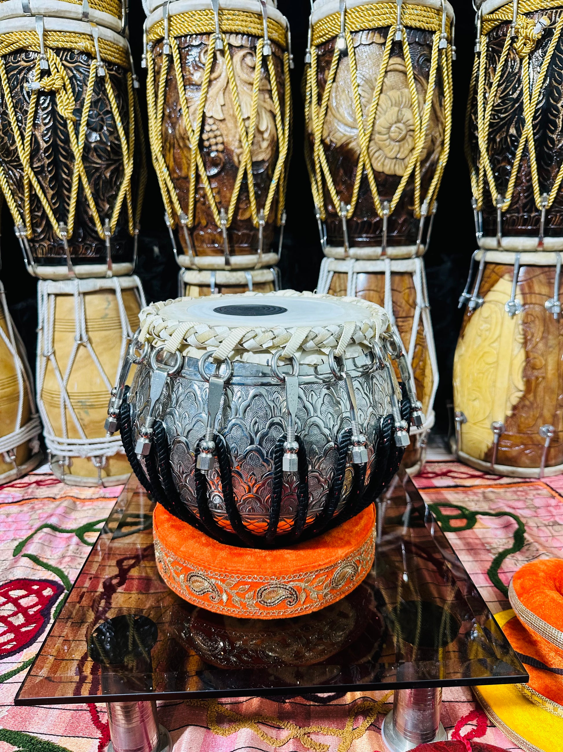 Premium Heavyweight silver designer Brass Tabla Bayan/Dagga