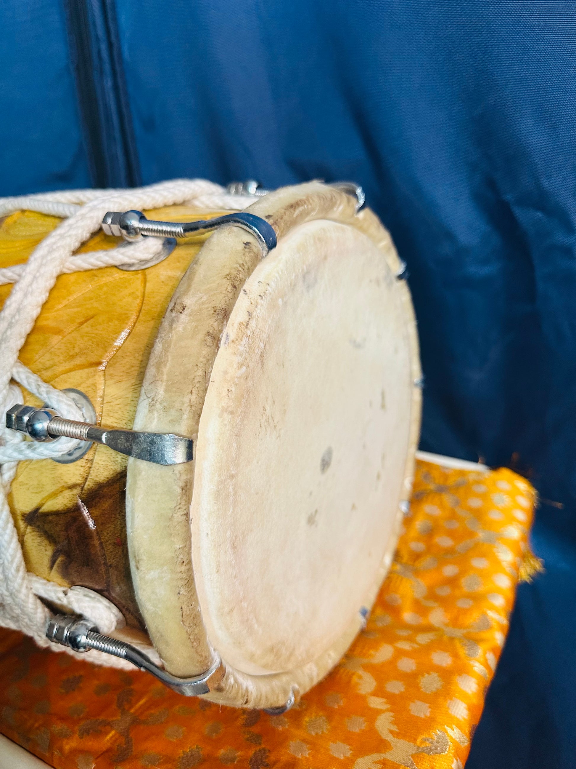 High-Quality Handmade Wooden Dholak | Natural Finish | Professional Folk Drum