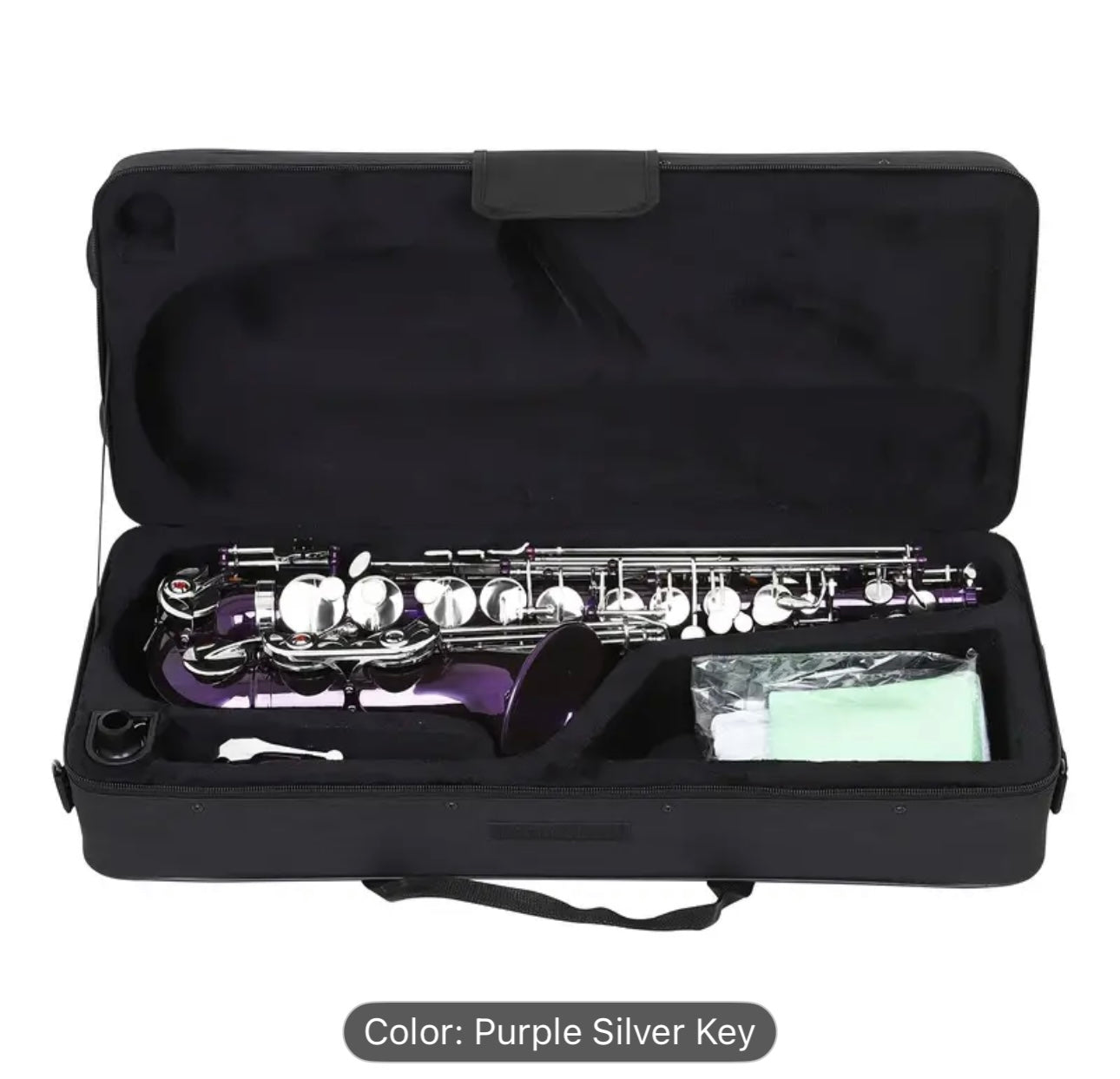 SLADE Red Middle Bass Saxophone – Purple & Golden Accents, Case & Accessories – Beginner/Professional Saxophone Set