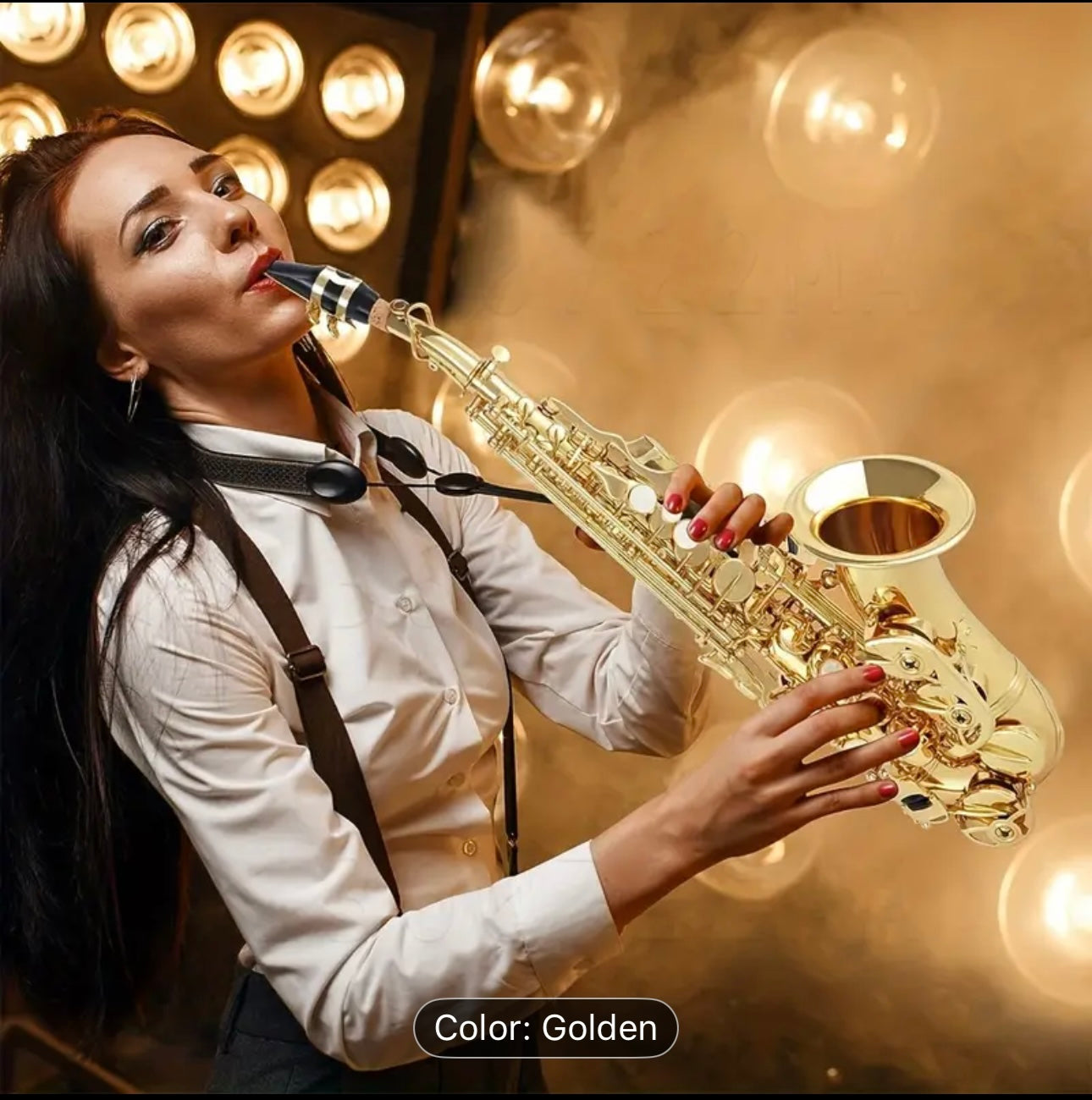 Professional Curved Soprano Saxophone – Bb Key, Gold Finish,