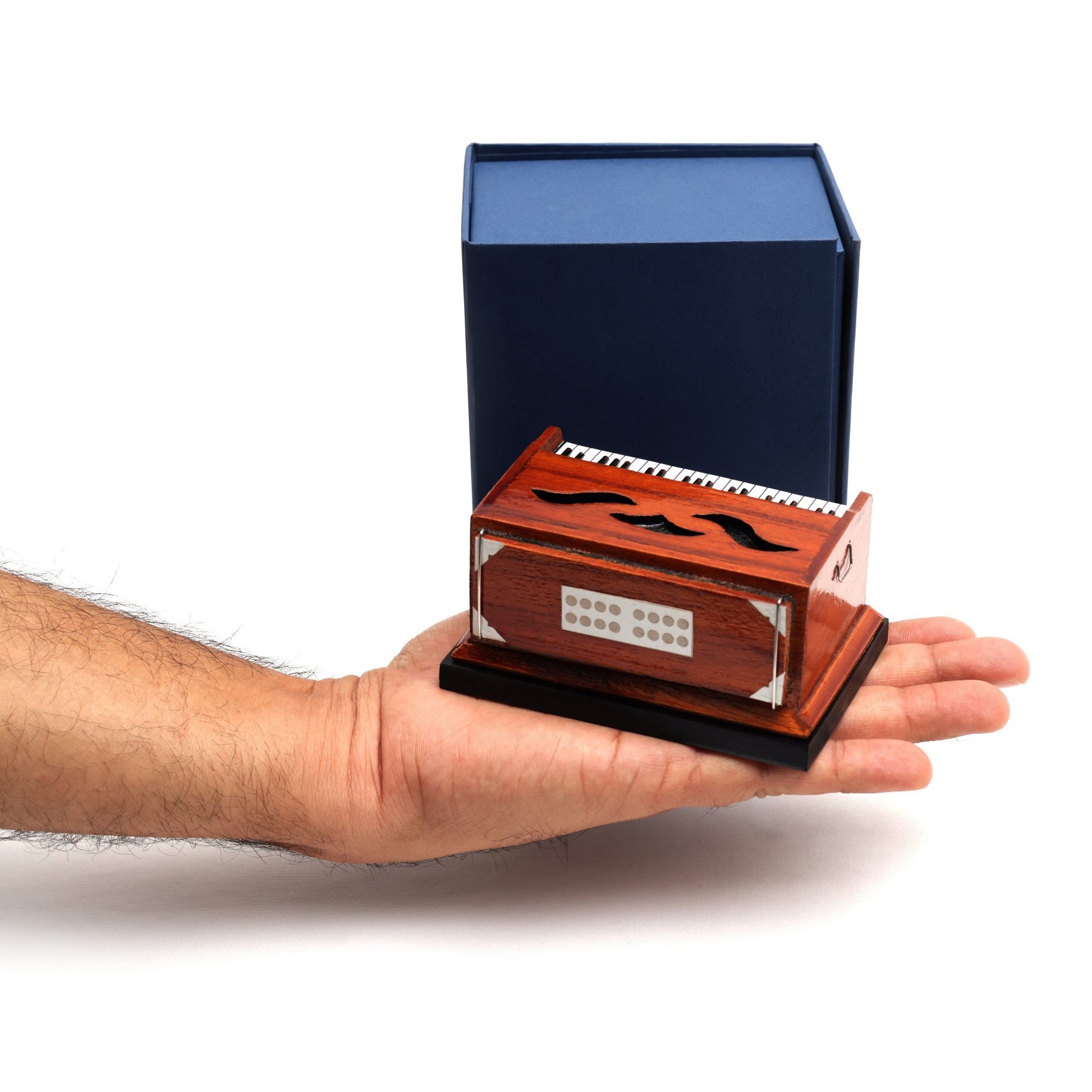 Brown Wooden Miniature Harmonium – Decorative Musical Instrument | 2 Inch Height | Handcrafted Home Décor