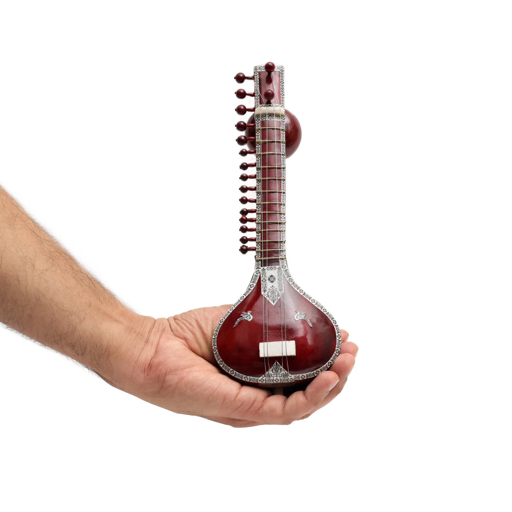 Brown Wooden Miniature Sitar – Decorative Collectible | 10 Inch Height | Handcrafted Display Piece