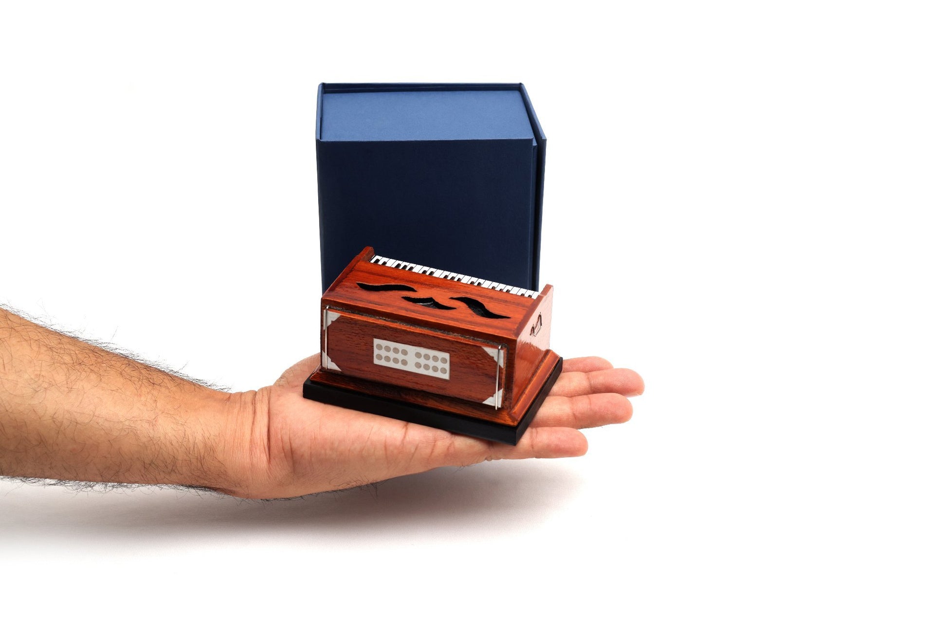 Brown Wooden Miniature Harmonium – Decorative Musical Instrument | 2 Inch Height | Handcrafted Home Décor