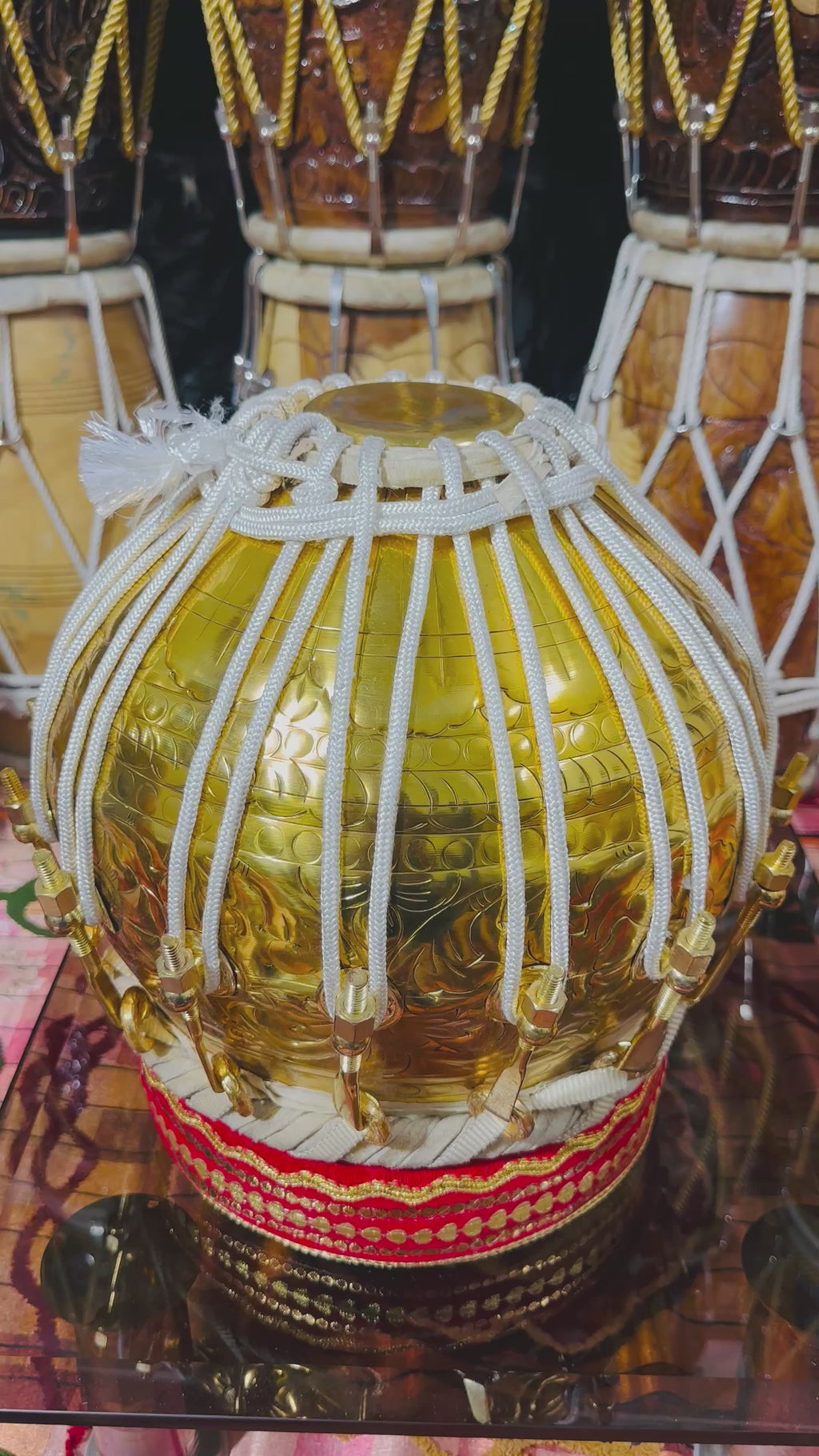 Golden 6.4kg Copper Bayan + 5.75" C#/D Red SheeshAM TABLA